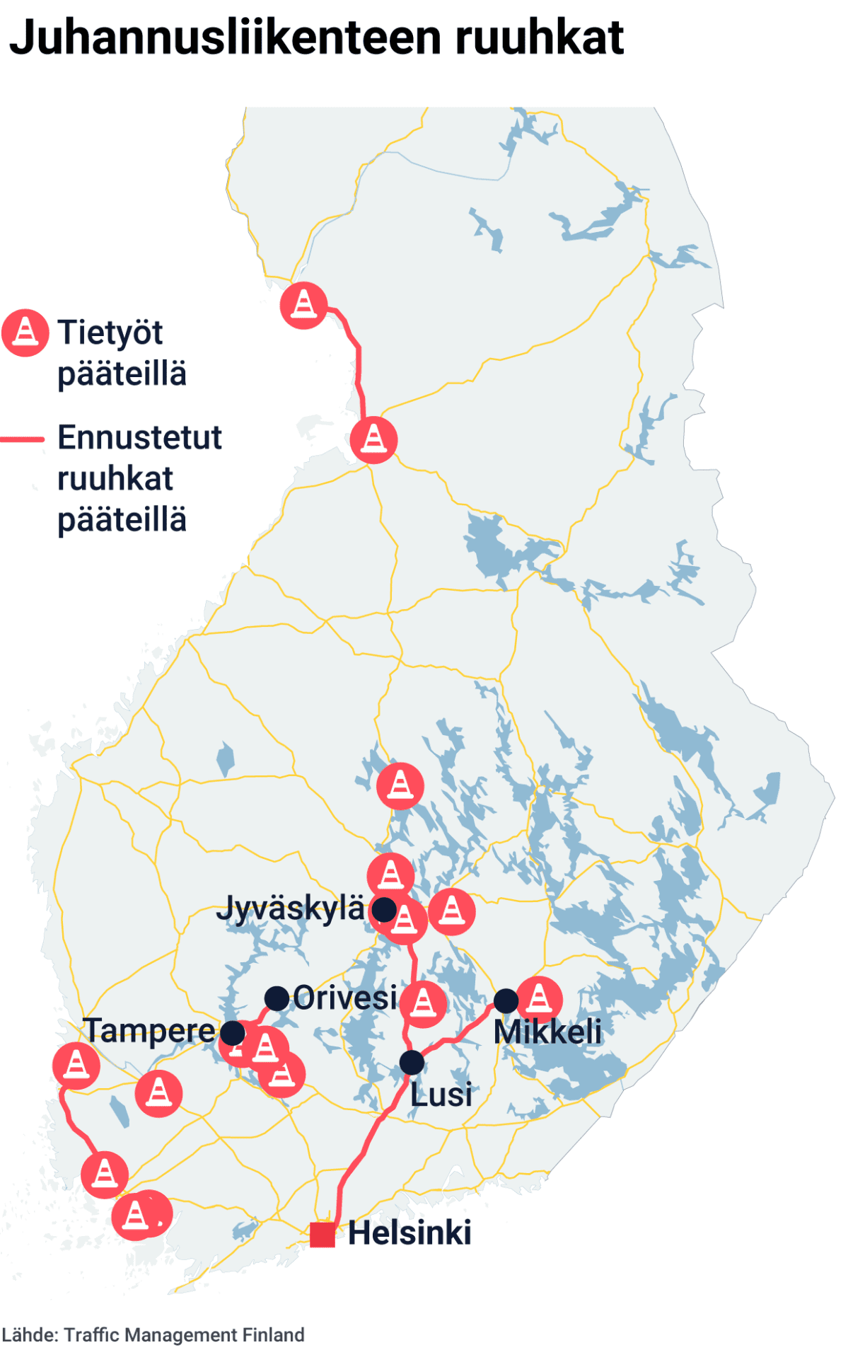 Juhannusliikenteen ruuhkat