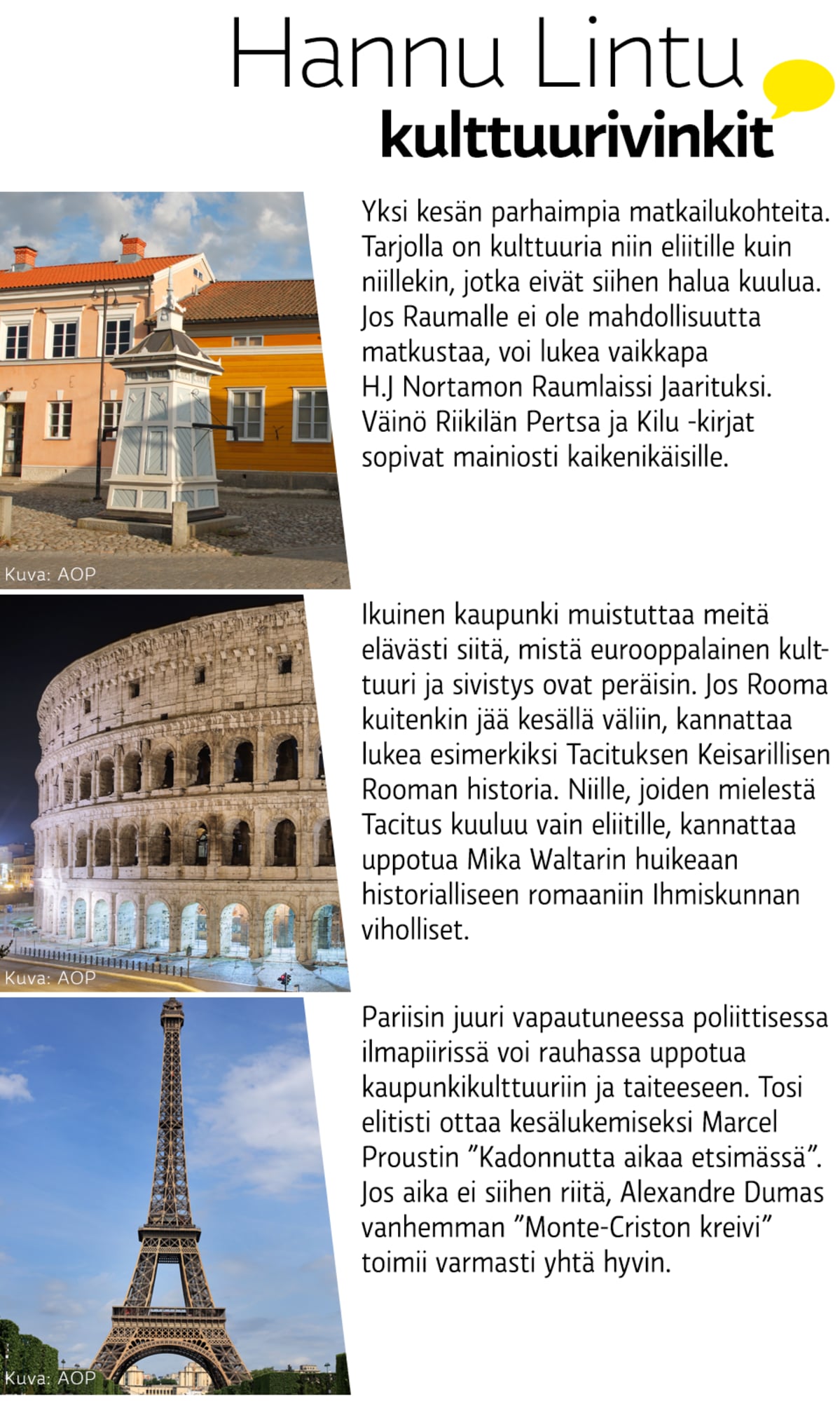 Hannu Linnun kulttuurivinkit