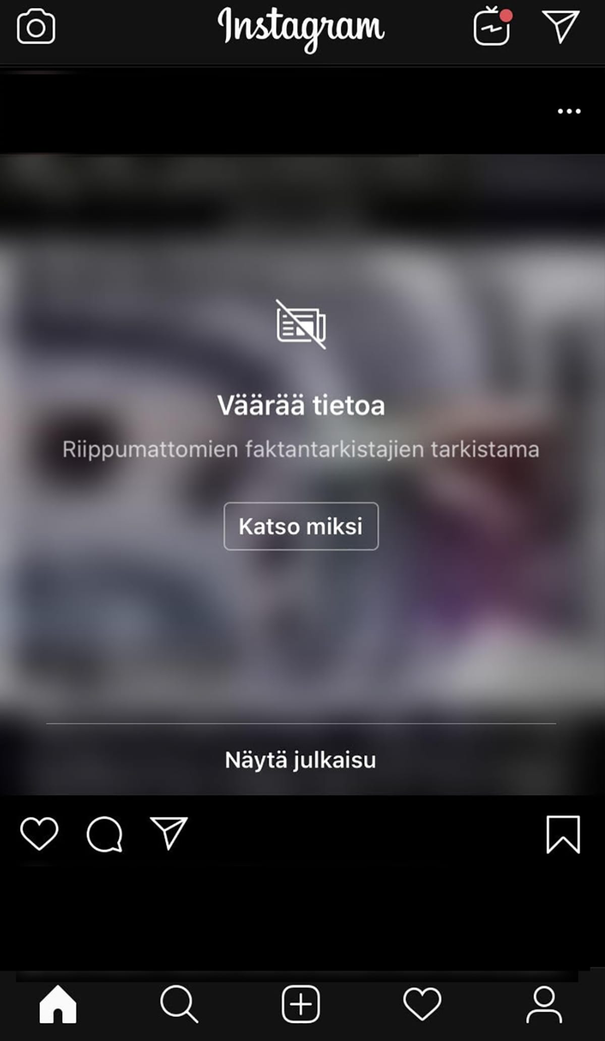 Näkymä Instagramista.