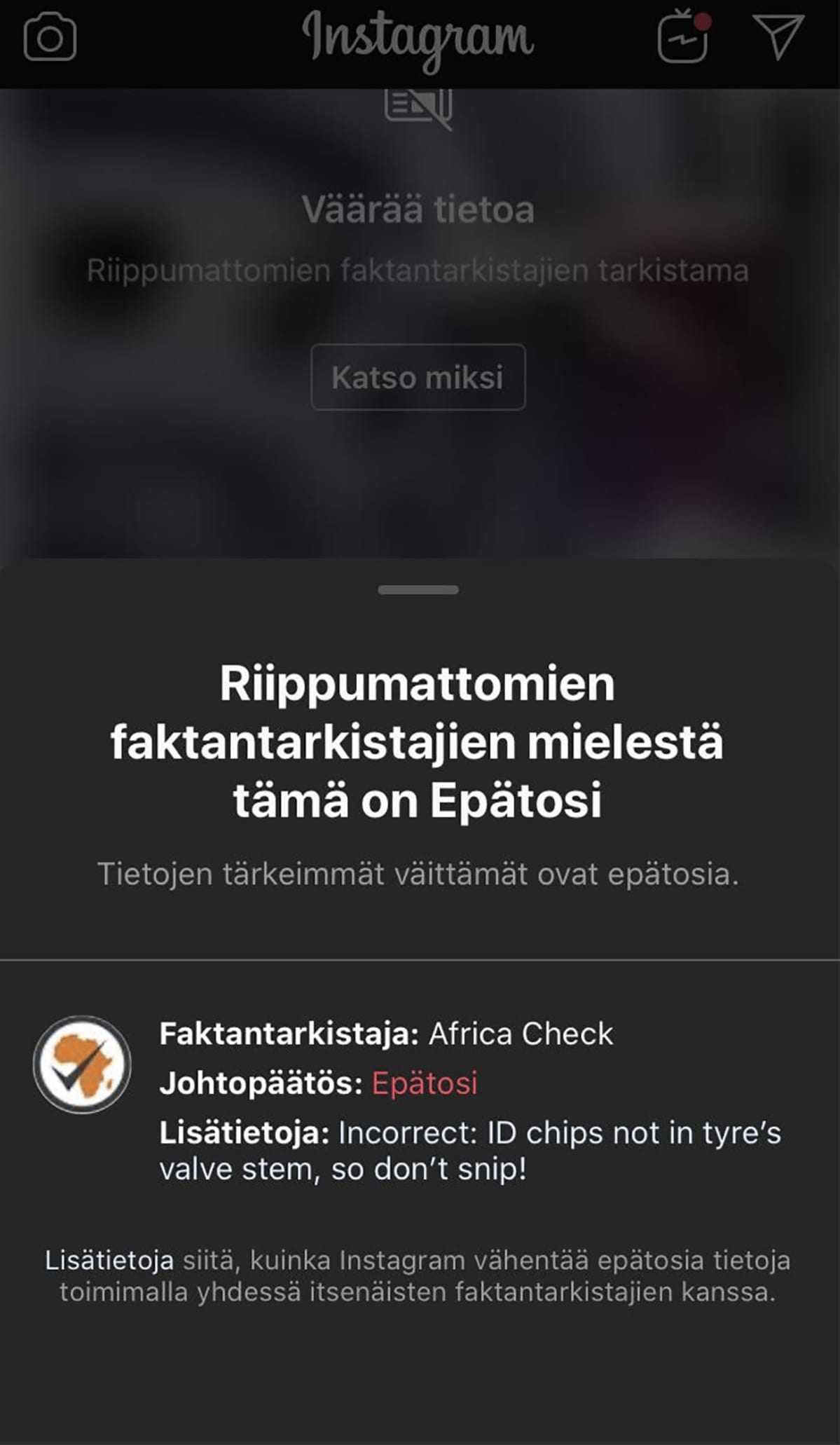 Näkymä Instagramista.
