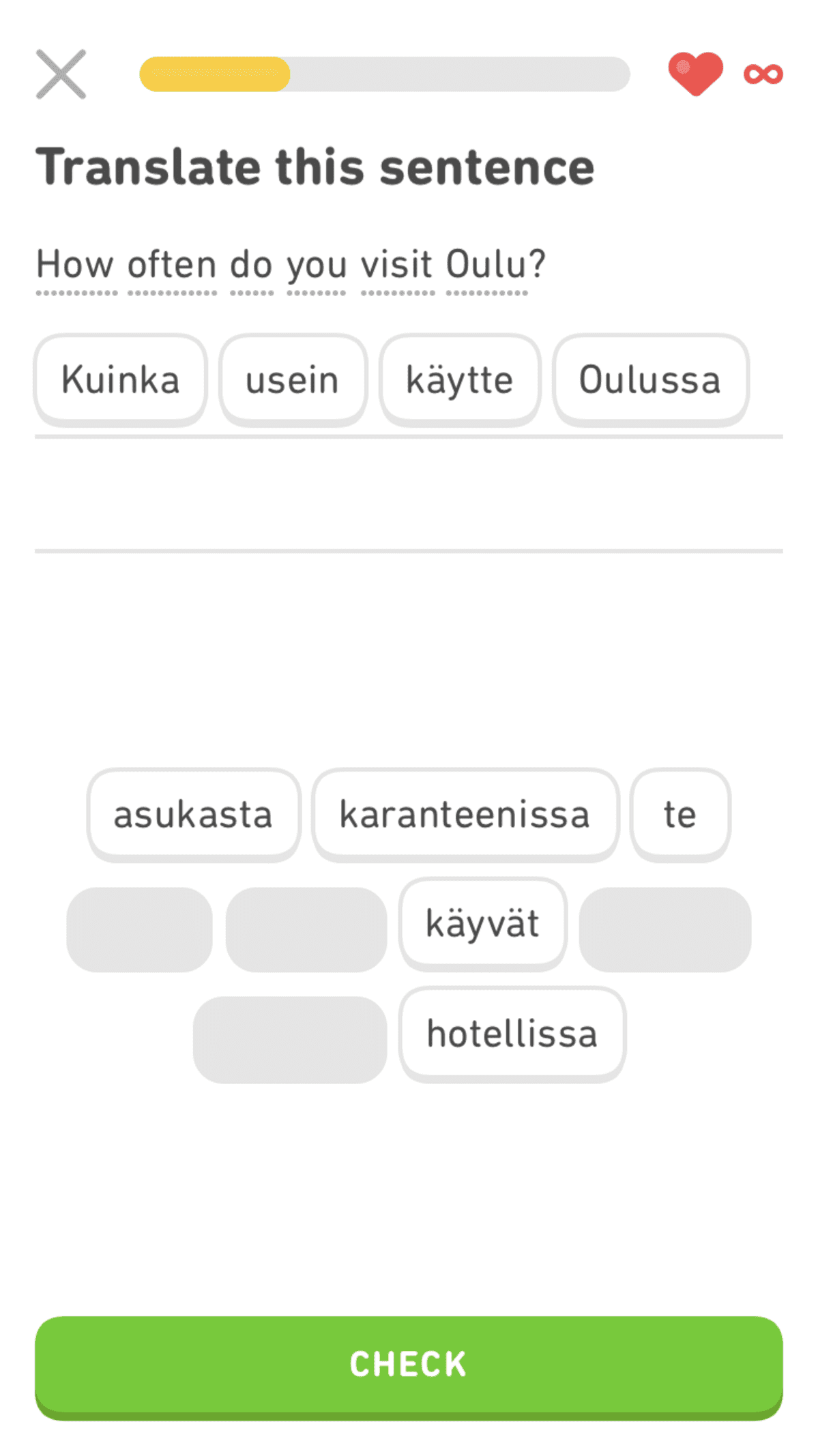The app asks users to focus on usable language, rather than grammar rules.