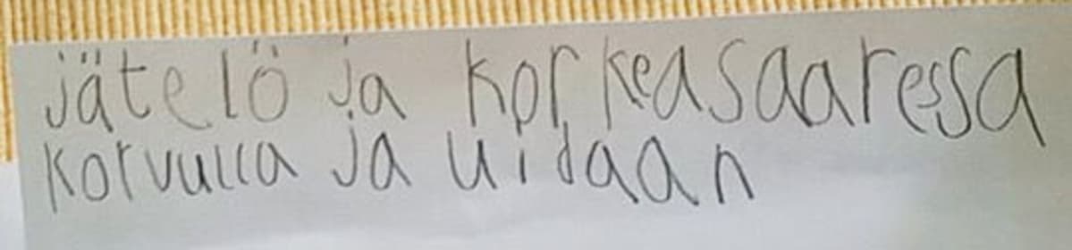 Ruotsalolaisen ekaluokkalaisen kesälista.