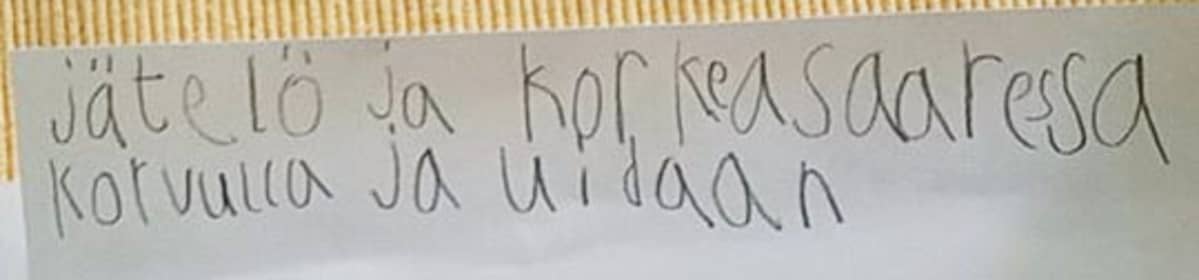 Ruotsalolaisen ekaluokkalaisen kesälista.