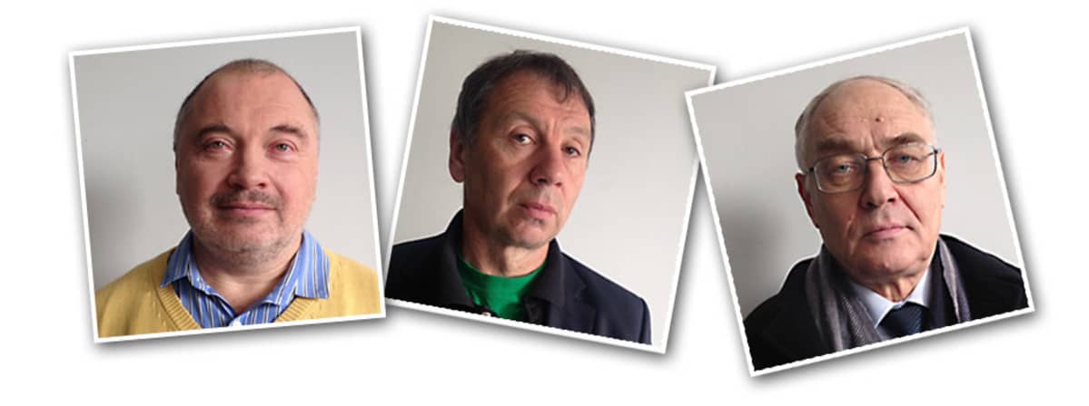 A-studion Venäjä-lähetyksen vieraat: Nikolai Petrov, Sergei Markov ja Lev Gudkov.