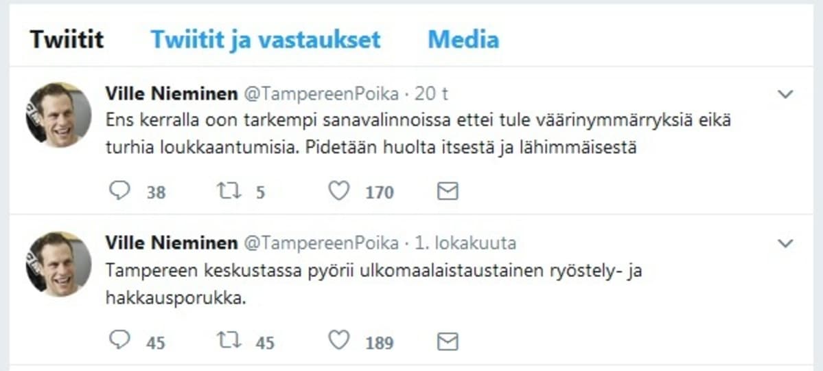 Ville Nieminen pyysi myöhemmin anteeksi tekstiään.