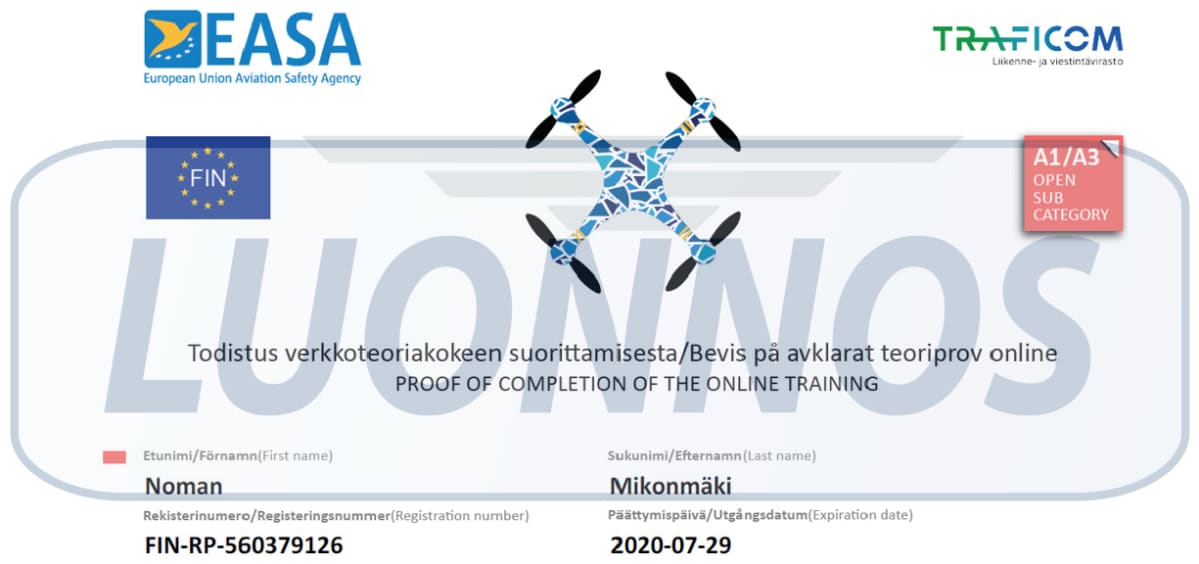 Droonikortin luonnos