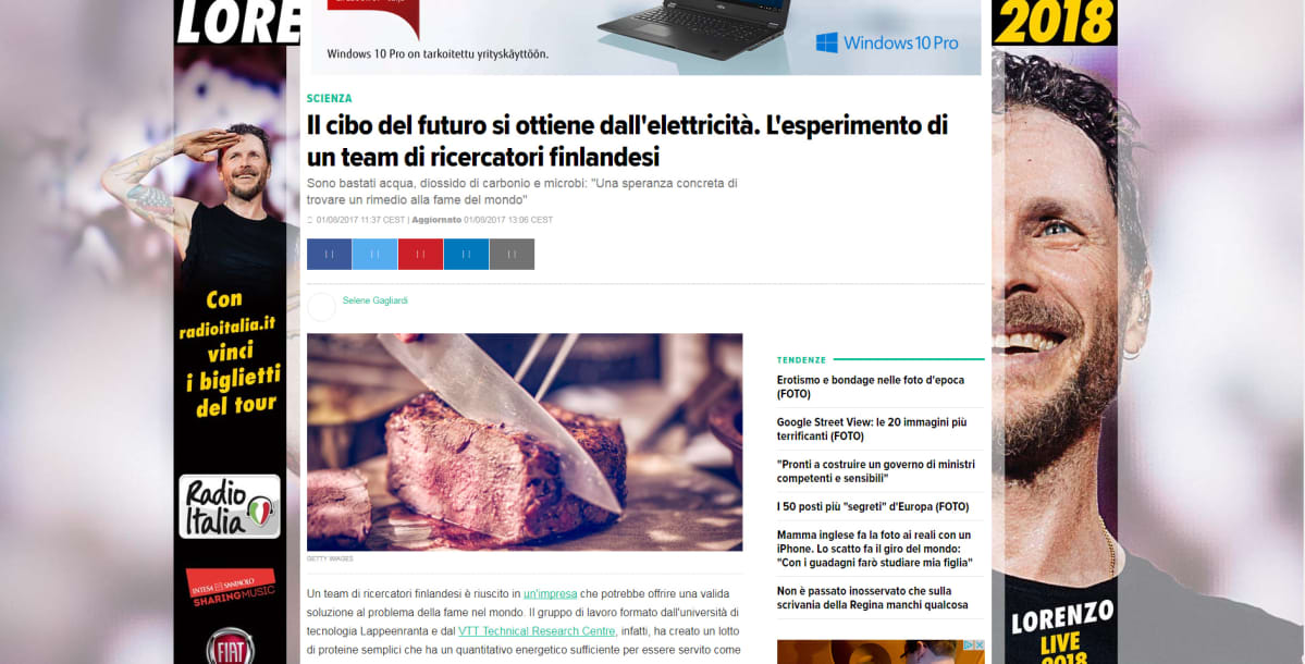 Kuvakaappaus Huffington Postin italaisesta versiosta.