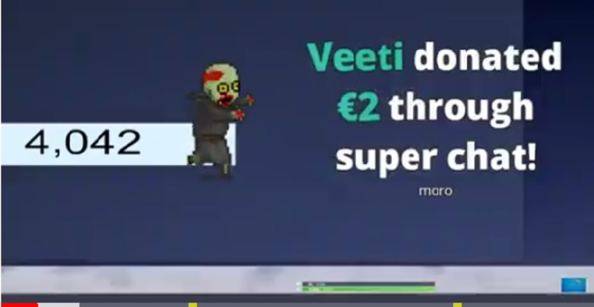 Kuva lahjoituksesta youtubessa
