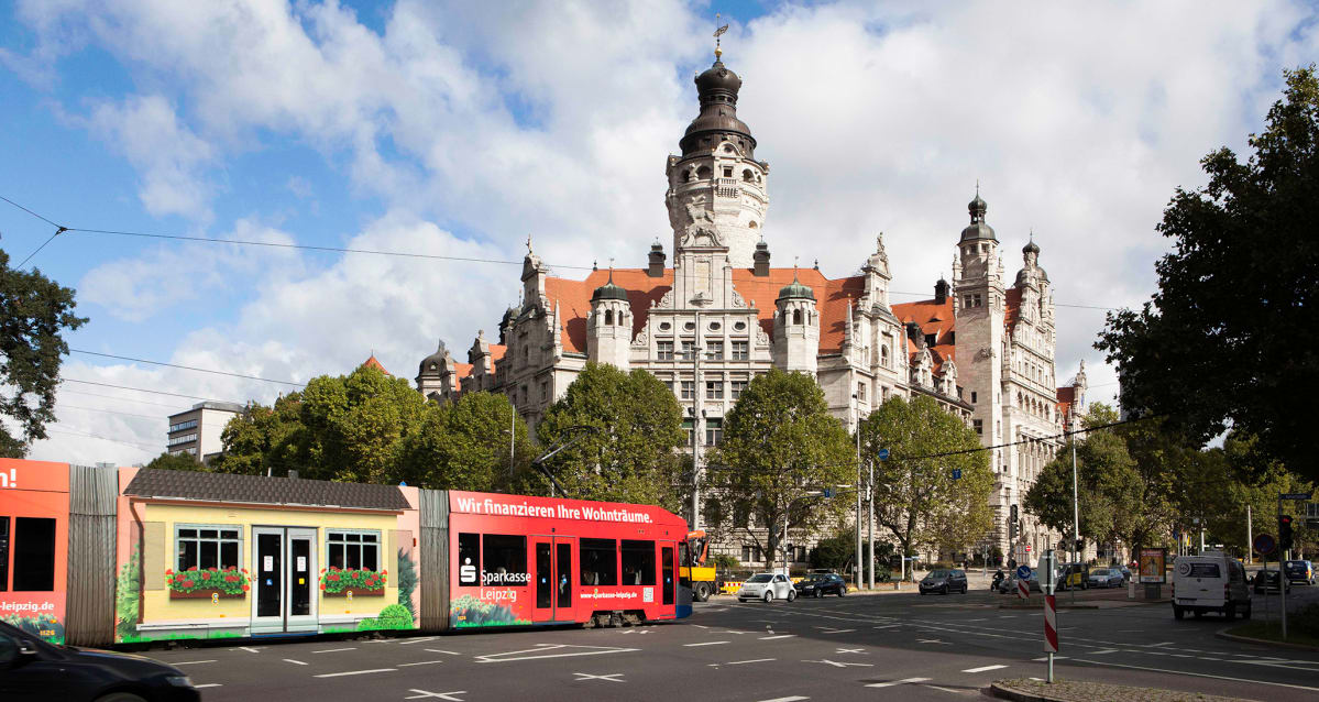 Leipzigin keskustaa.