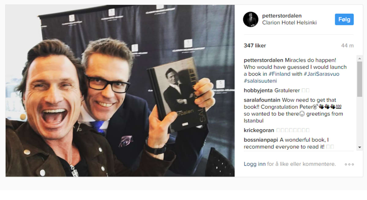 Petter Stordalenin Instagram-tili.