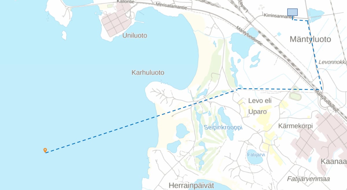 Fortumin tuhkanjalostamon poistoputken kartta