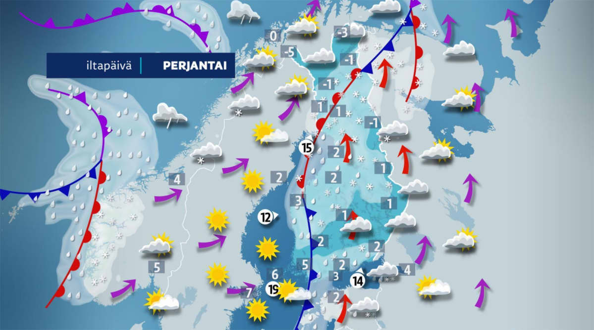 perjantain sääkartta