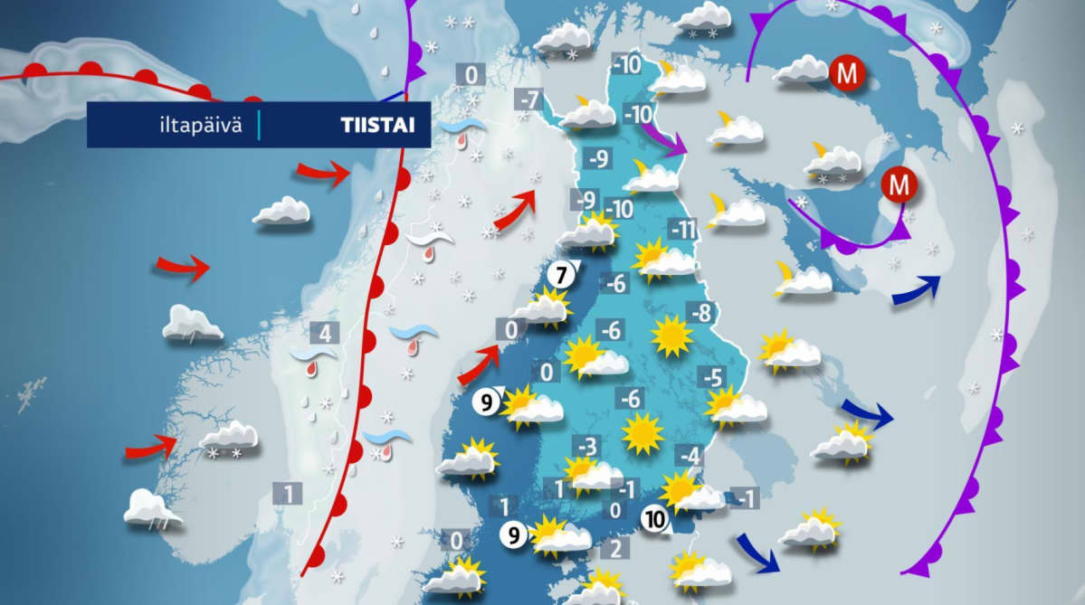 tiistain sääkartta