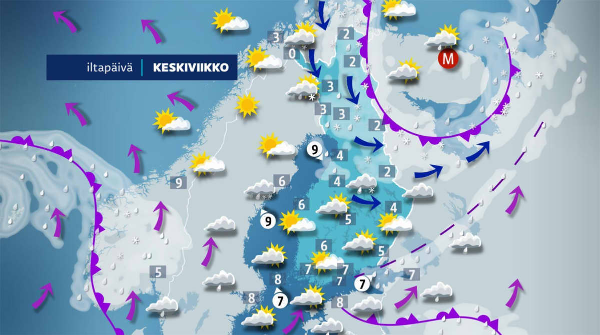 keskiviikon sääkartta