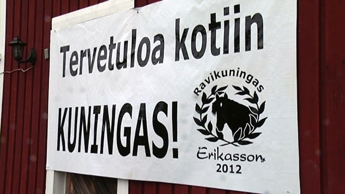 Tallin seinällä oleva onnittelujuliste.