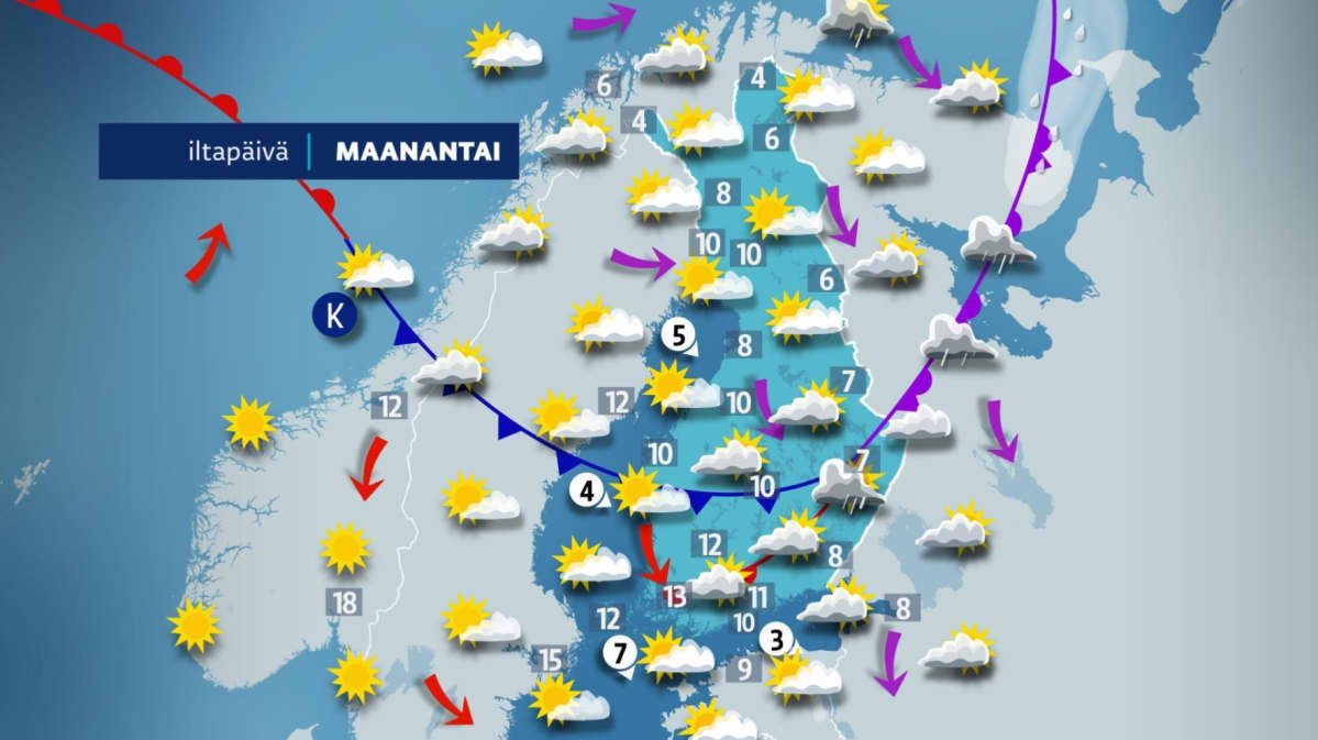 maanantain sääkartta