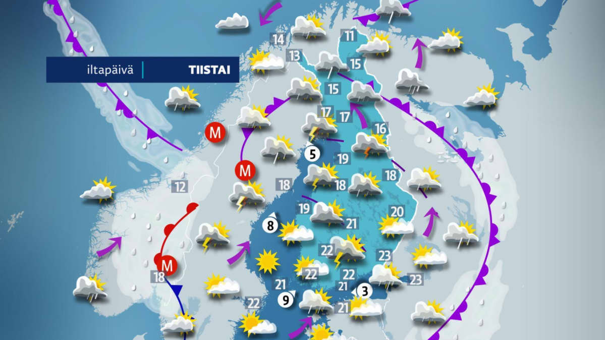 tiistain sääkartta