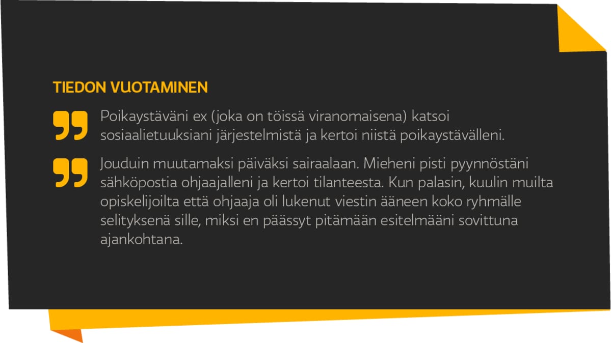 Kysely tietosuojasta - tiedon vuotaminen