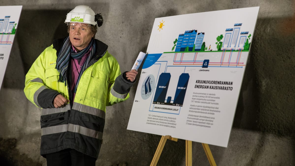 Kehityspäällikkö Jouni Kivirinne, Helen, kaavion äärellä.