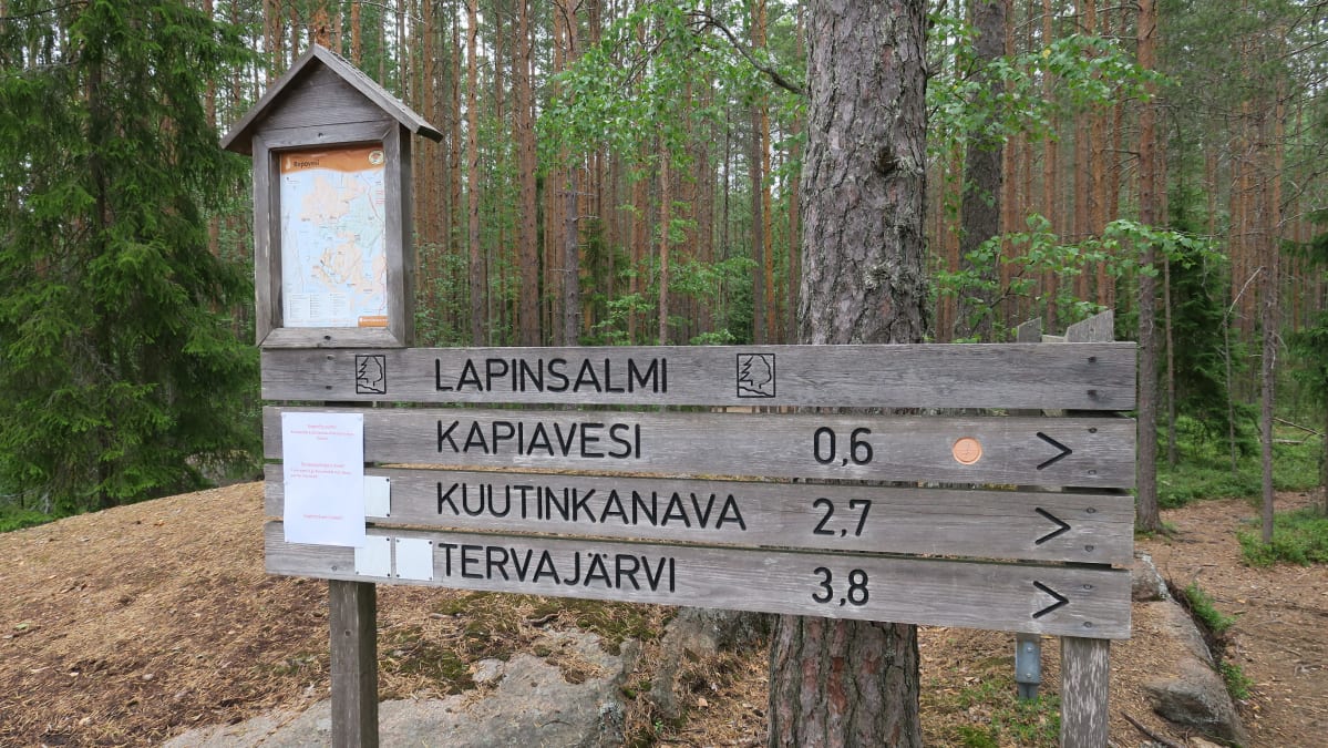 opastauluja Repoveden kansallispuistossa Lapinsalmella