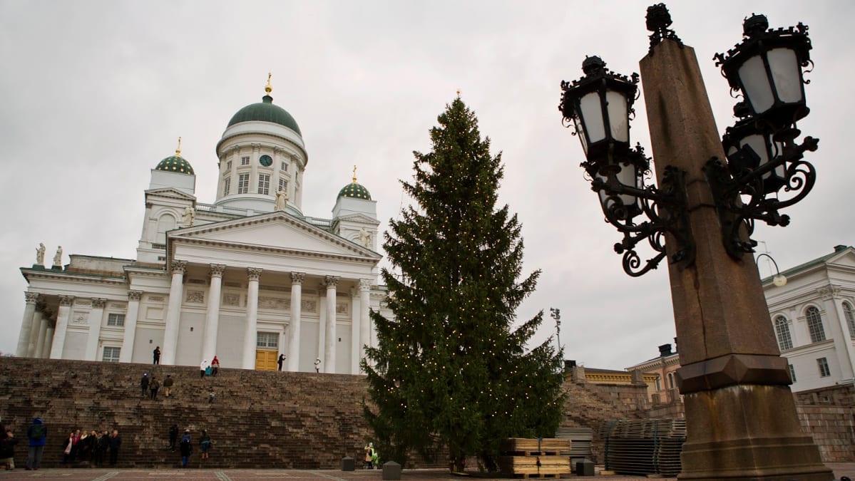 Joulukuusi Senaatintorilla Helsingissä