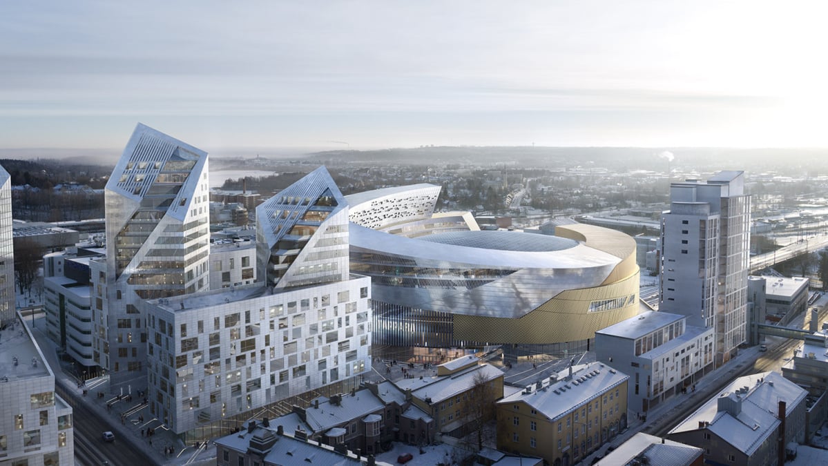 Havainnekuva Tampereen Kannesta ja Areenasta