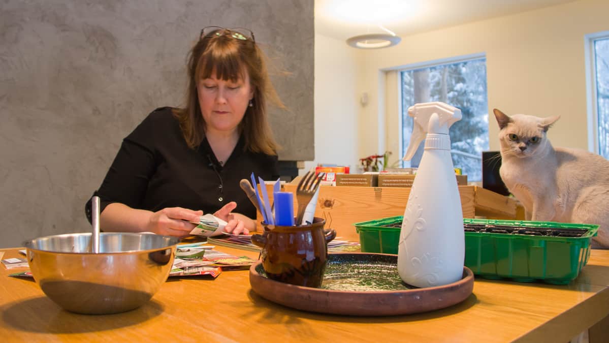 Hanna Vuolteenaho suunnittelee ensi kesän istutuksia jo tammikuussa.