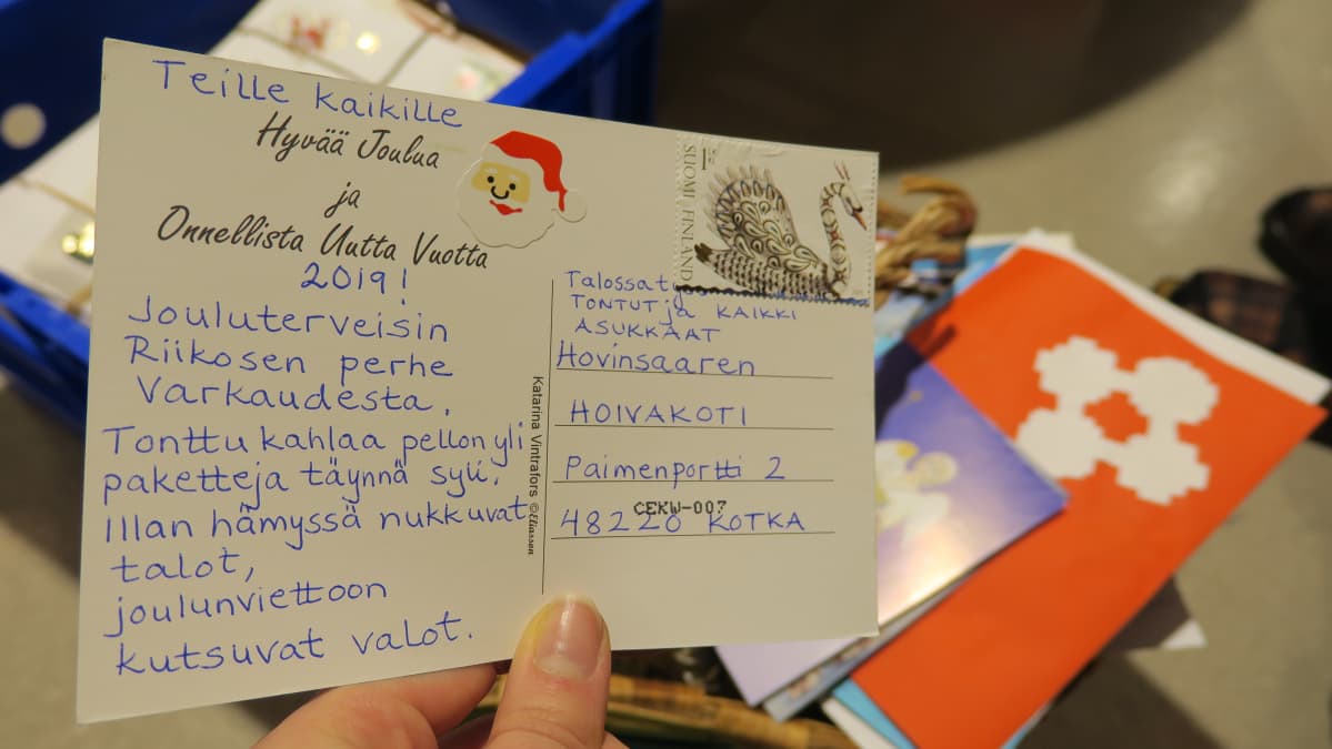 Hoivakotiin lähetetty joulukortti