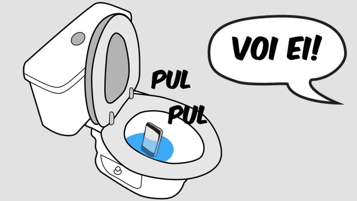 Grafiikka puhelimesta vessanpöntössä.