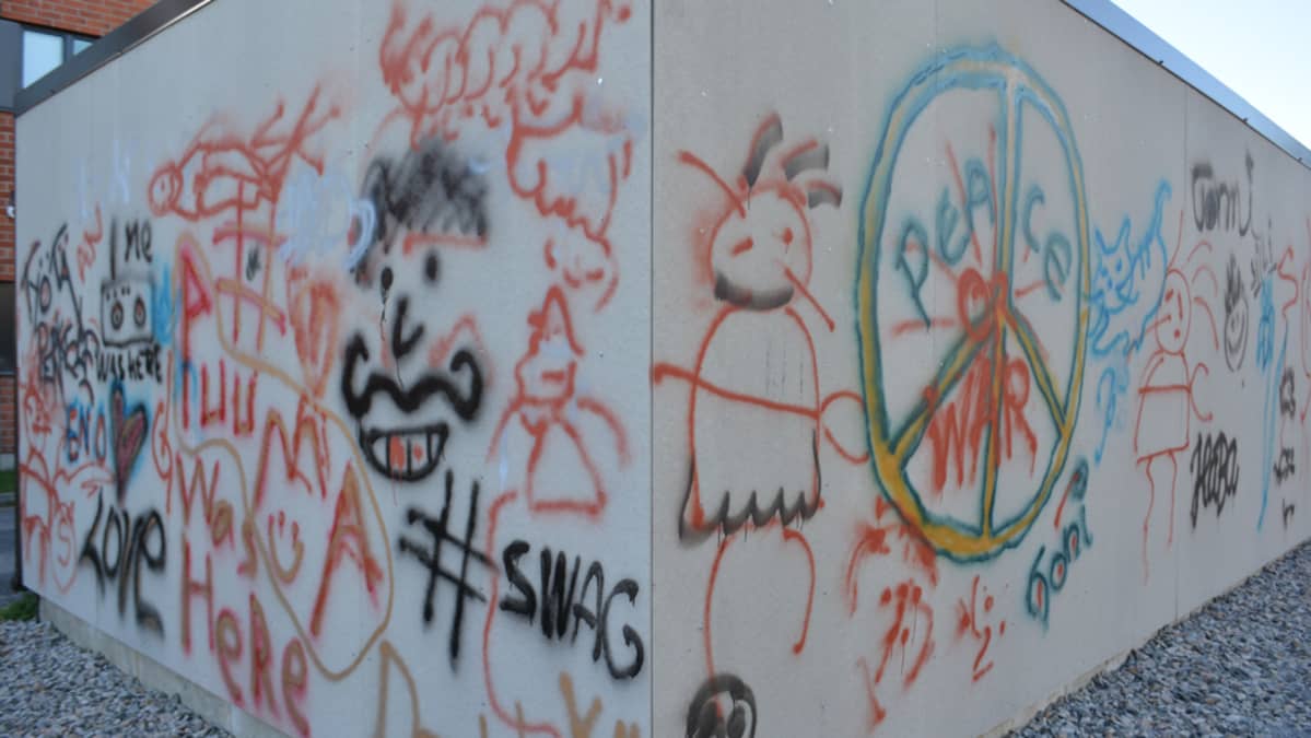 Graffitiseinän molemmat sivut