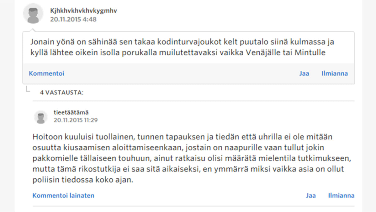 Kuvakaappaus Suomi24-palstan Tornio-keskusteluista.