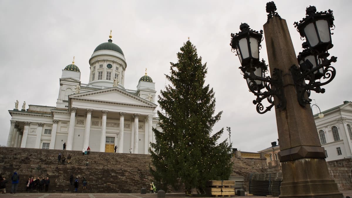 Joulukuusi Senaatintorilla Helsingissä