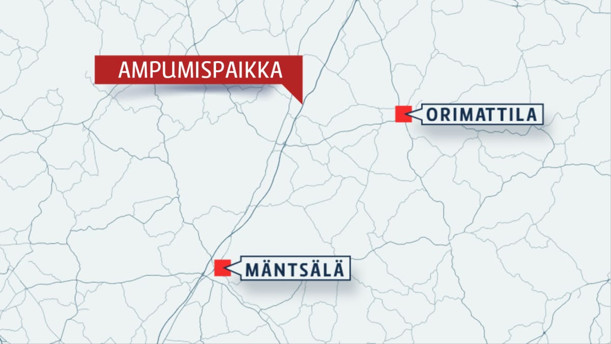 Kartta, jossa ampumispaikka.
