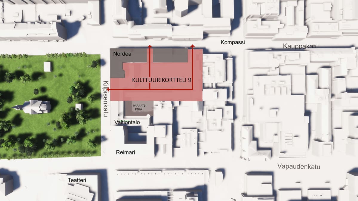 Jyväskylän Sydän, kulttuurikortteli 9, havainnekuva.