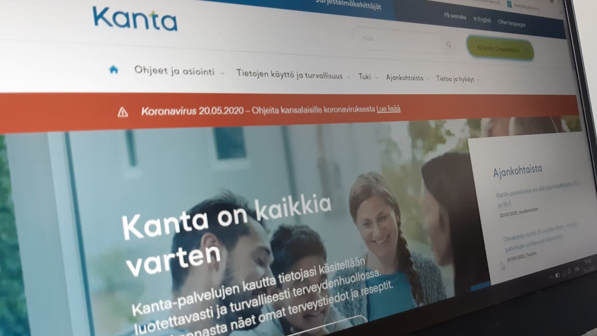 Omakanta-palvelun etusivu läppärin näytöllä.