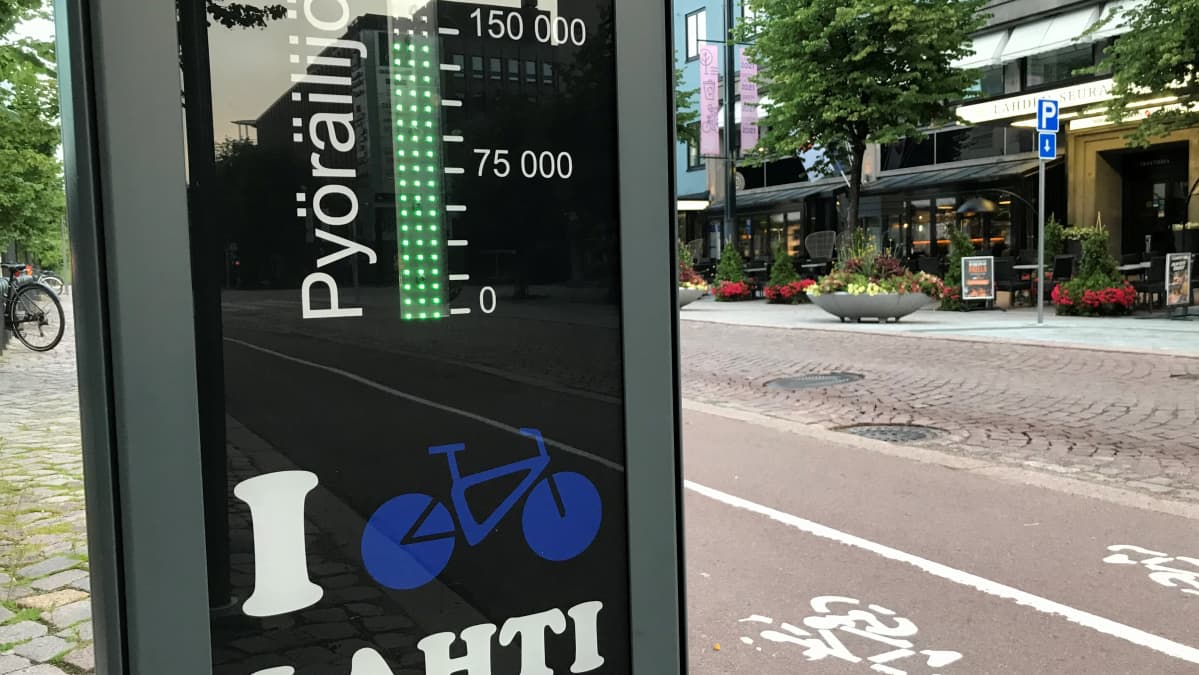 Pyöräilyn laskuri Lahden keskustassa