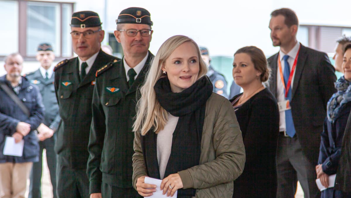 ministeri Maria Ohisalo Immolassa, Kaakkois-Suomen rajavartioston esikunnan uuden rakennuksen peruskiven muurauksessa.