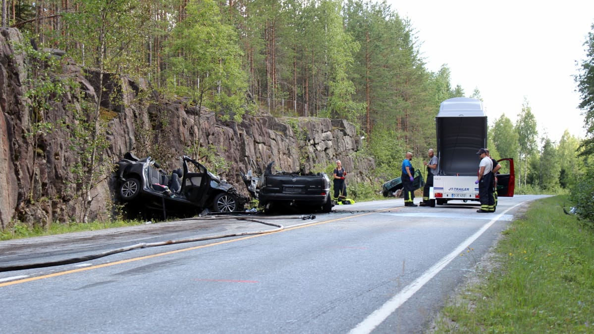 Mäntyharjulla tapahtuneen nokkakolarin onnettomuuspaikka.