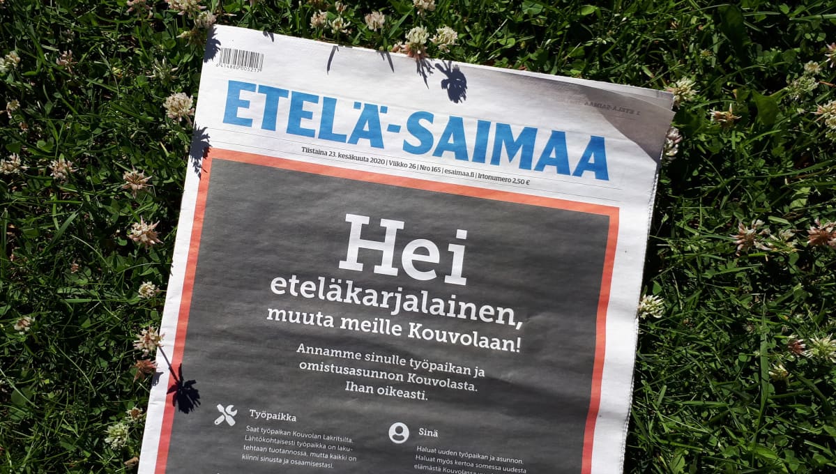 Mainos Etelä-Saimaan Etusivulla
