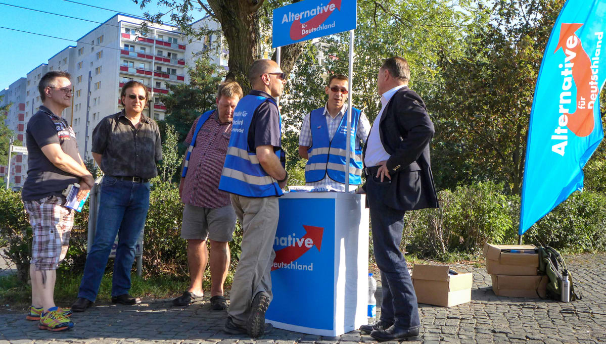 Berliinin Marzahnin lähiössä asuu paljon Venäjältä muuttaneita. Monet heistä kannattavat Vaihtoehto Saksalle-puoluetta.