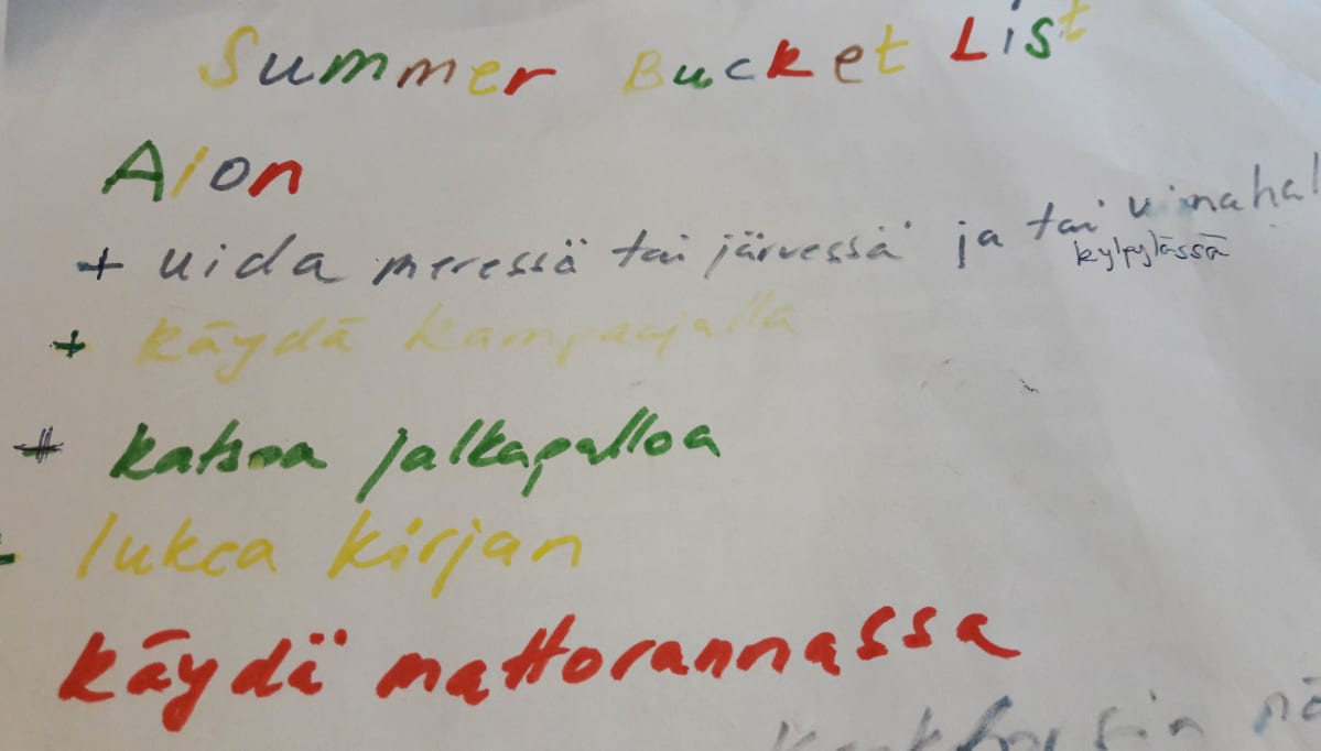 44-vuotiaan Annukan lista.