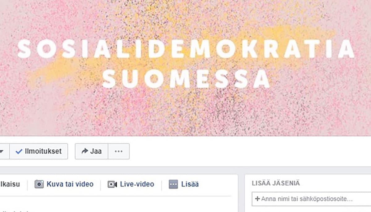 SDP:n Facebooksivu.