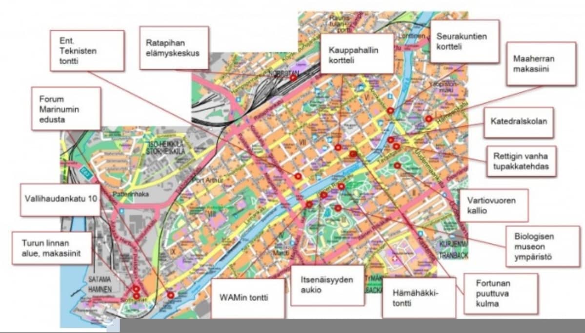 Historian museon sijaintivaihtoehdot Turun kaupungin tiedotteessa