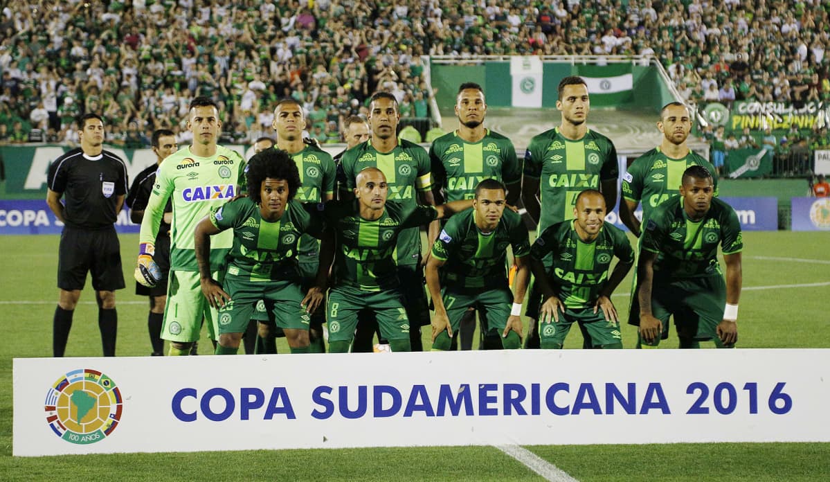 23. marraskuuta otettu valokuva brasilialaisesta Chapecoense-jalkapallojoukkueesta Chapecossa, Brasiliassa.