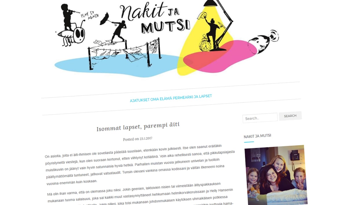 Kuvakaappaus Nakit ja mutsi -blogista