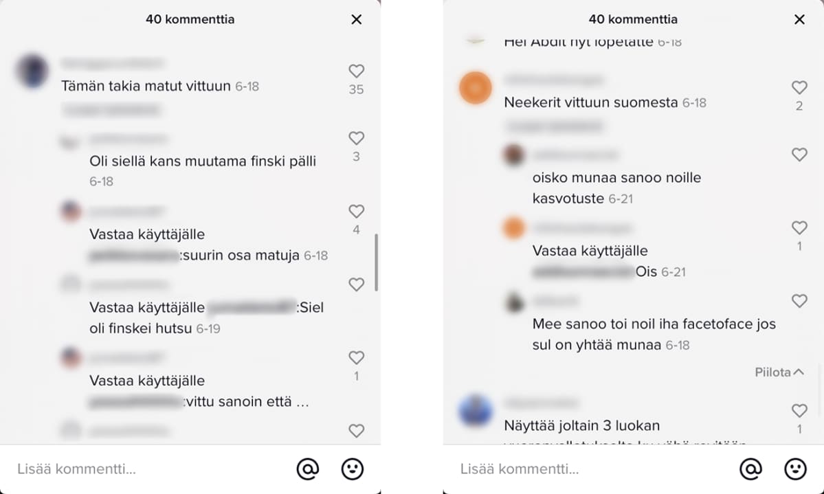 Kuvankaappaus Tiktok-palvelusta