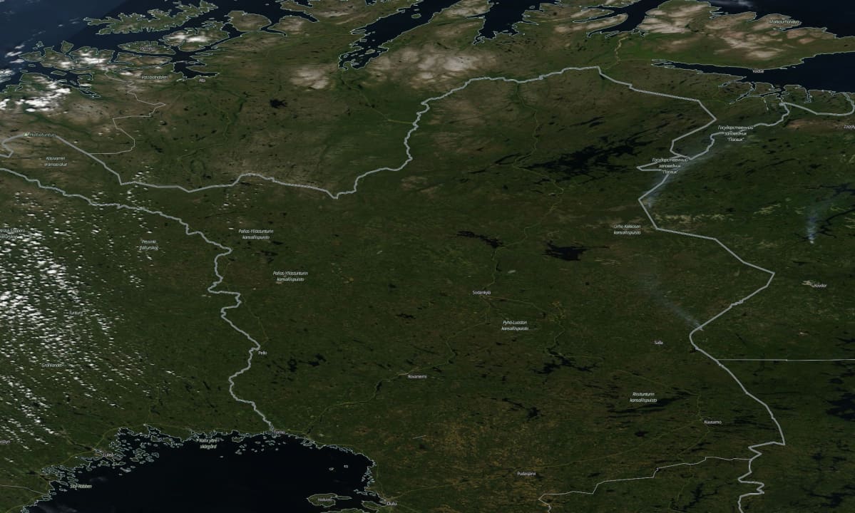 Nasan satelliittikuva Suomen Lapin alueesta.
