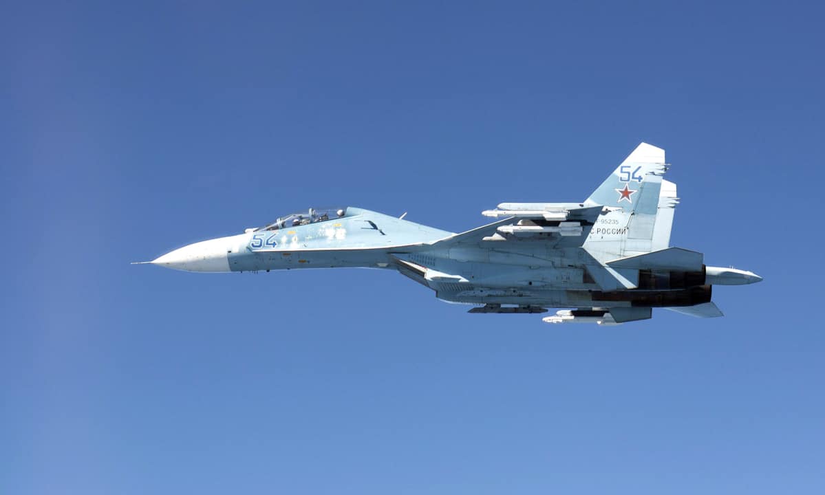 Venäläinen Suhoi Su-27 Itämeren ja Suomenlahden kansainvälisessä ilmatilassa.