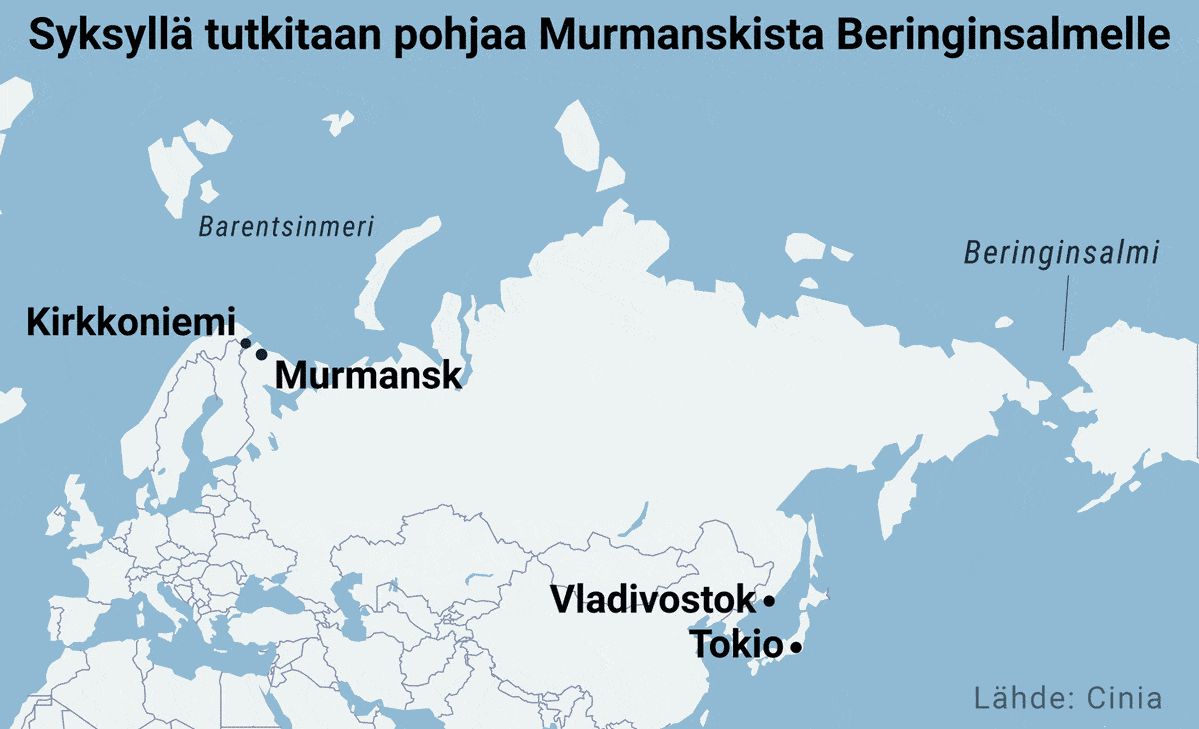 Kaapelireitti Kirkkoniemi, Tokio, Vladivostok, Murmansk
