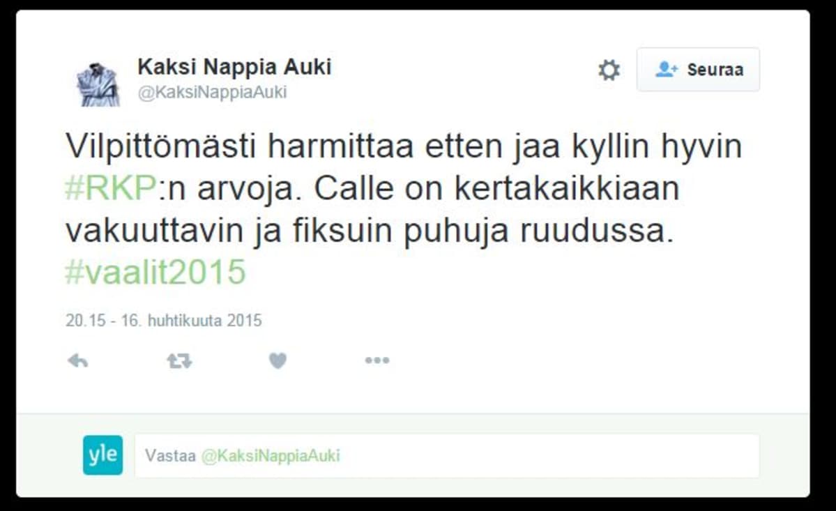 Kuvakaappaus Twitter-viestistä